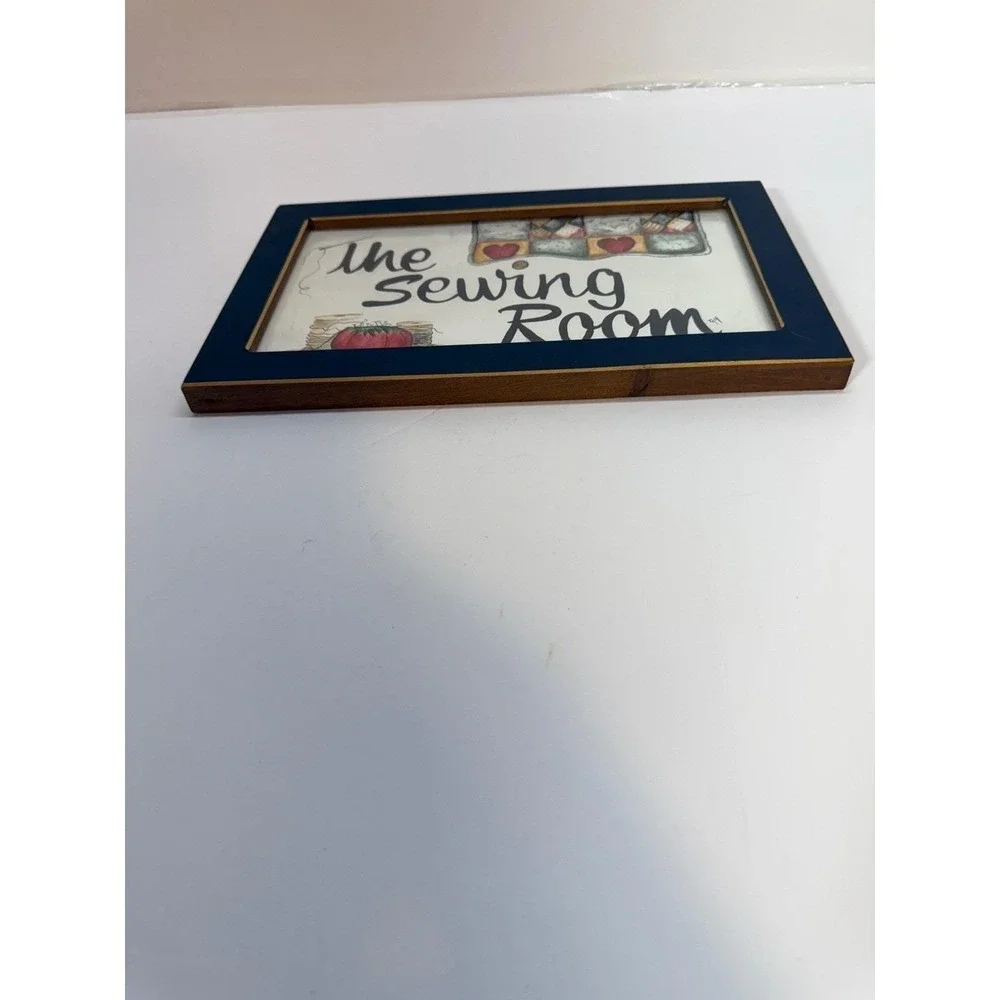 The Sewing Room Framed Wall Art Folk Art Quilt Tomato Pincushion Signed TAM